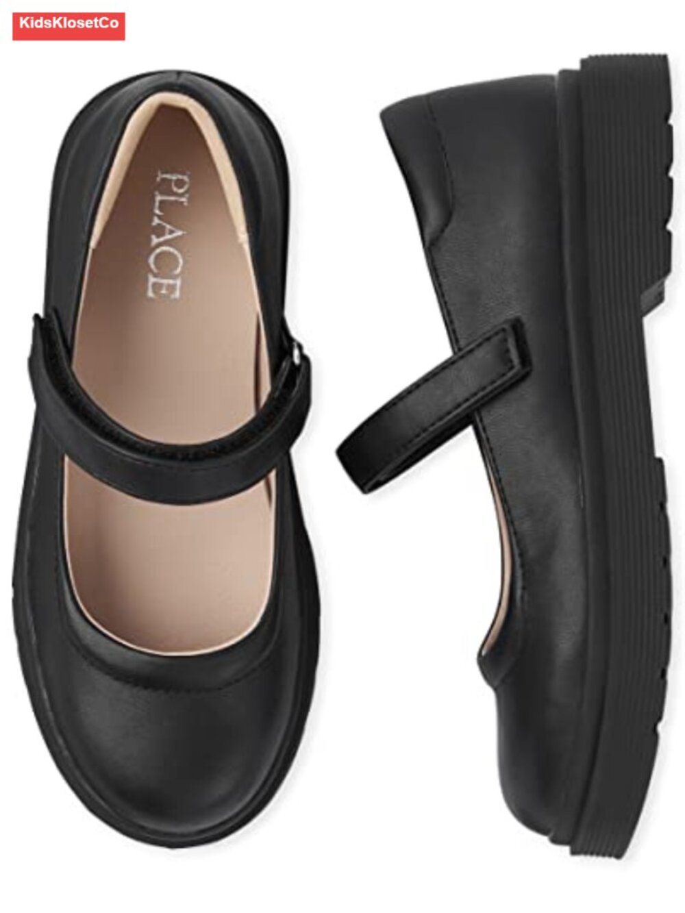 Girls Closed Toe Maryjane Flats with Hook-and-Loop Strap - Picture 2 of 5
